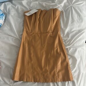 Zara Tan Strapless Sheath Dress for Cocktail Night